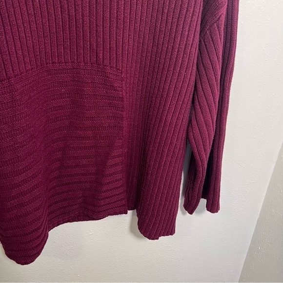 Vince Camuto Mock Neck Sweater Ribbed Burgundy - Picture 8 of 15